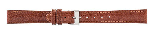 Light Brown Padded Stitch Leather Watch Band 16mm 110886