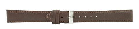 Dark Brown Padded Stitch Leather Watch Band 18mm (Long) 105737