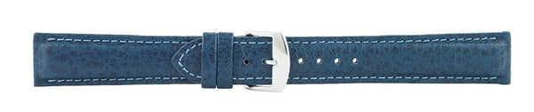 Blue Padded Stitch Leather Watch Band 18mm 110896