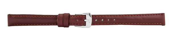 Light Brown Padded Stitch Leather Watch Band 12mm 110889