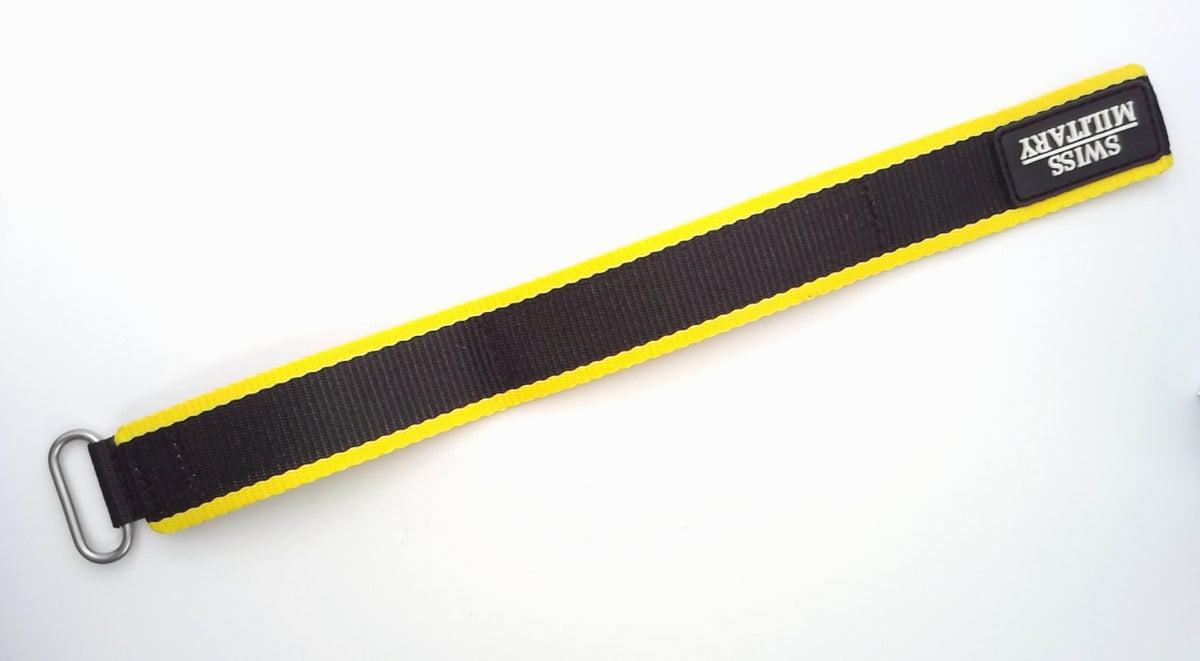Wenger 18mm Black/Yellow Nylon Watch Band