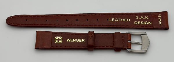 Wenger 14mm Brown Leather Band 70400 Extra Long