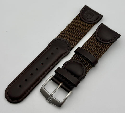 Wenger 22mm Brown Leather / Olive Nylon Band 91341u