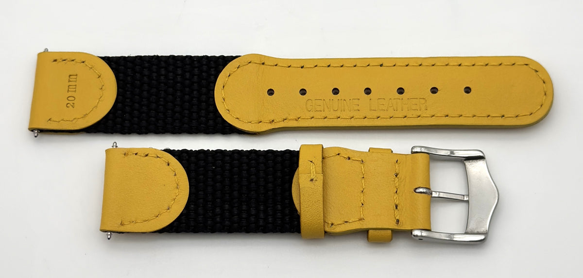 Wenger 20mm Black Nylon/Leather Band 79961