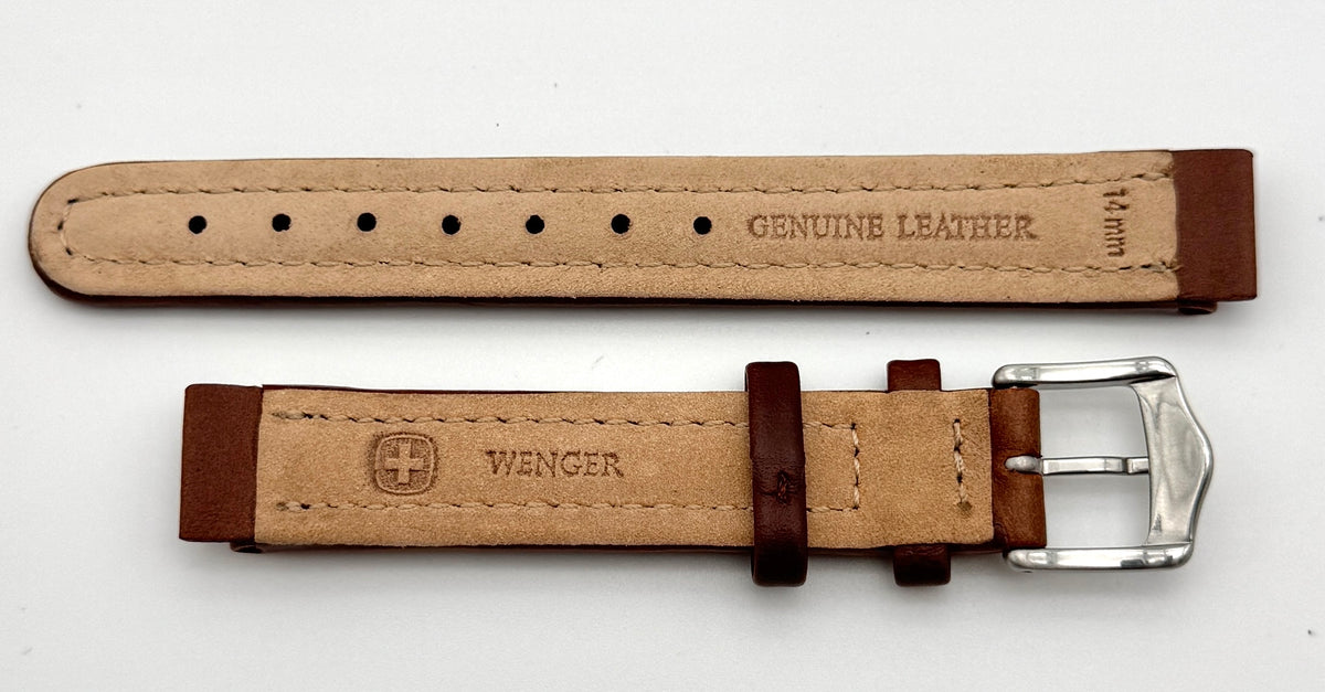 Wenger 14mm Brown Leather Watch Band 90113u