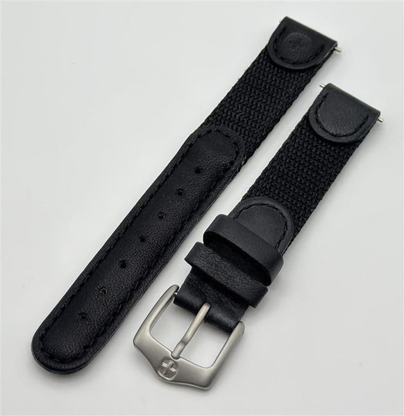 Wenger 14mm Black Nylon & Leather Band 90158