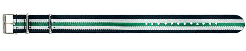 Navy/White/Green Nylon Watch Strap 20mm 179208