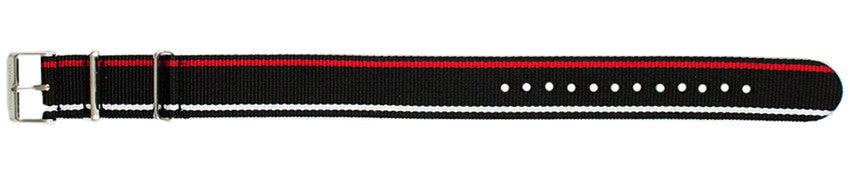 Black/White/Red Nylon Watch Strap 20mm 179213