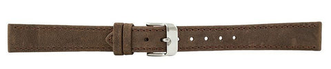 Dark Brown Flat Stitch Leather Watch Band 16mm 111945