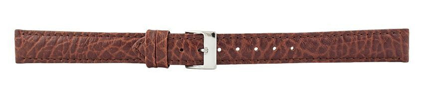 Dark Brown Padded Stitch Leather Watch Band 16mm (Long) 110904