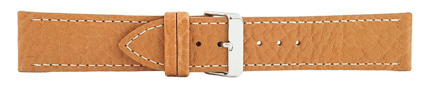 Light Brown Contrast Stitch Heavy Grain Leather Watch Band 24mm 175939