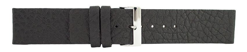 Black Straight Edge Leather Watch Band 24mm 112129