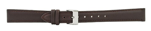 Dark Brown Padded Stitch Leather Watch Band 14mm 105991