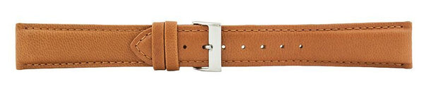 Light Brown Padded Stitch Leather Watch Band 20mm 110897
