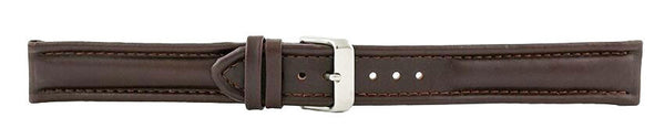 Dark Brown Padded Stitch Leather Watch Band 20mm (Long) 105738