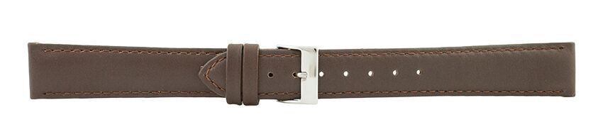 Dark Brown Padded Stitch Leather Watch Band 18mm 105737
