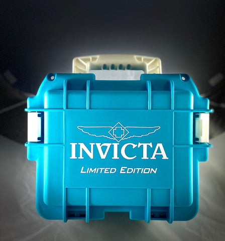 Plastic Invicta Watch Dive Case 3 Slot Limited Edition Aqua Blue