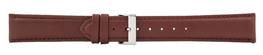 Dark Brown Padded Stitch Leather Watch Band 20mm 106225