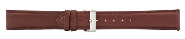 Dark Brown Padded Stitch Leather Watch Band 20mm 106225