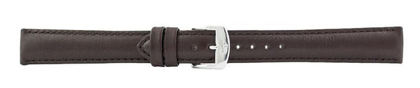 Dark Brown Padded Stitch Leather Watch Band 16mm 106198
