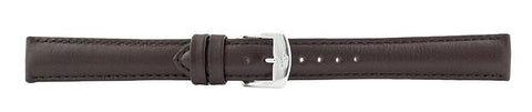 Dark Brown Padded Stitch Leather Watch Band 16mm 106198