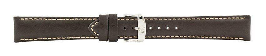 Dark Brown Contrast Stitch Padded Leather Watch Band 18mm 105786