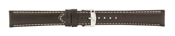 Dark Brown Contrast Stitch Padded Leather Watch Band 18mm 105786