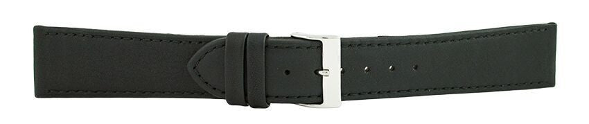 Black Flat Stitch Leather Watch Band 24mm (Long) 114090