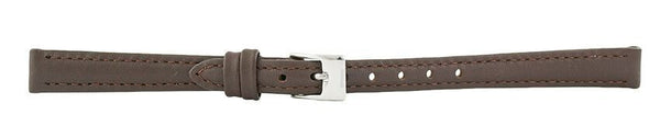 Dark Brown Padded Stitch Leather Watch Band 10mm 105736