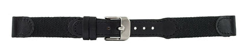 Black Swiss Army Canvas Leather Watch Band 14mm 105939