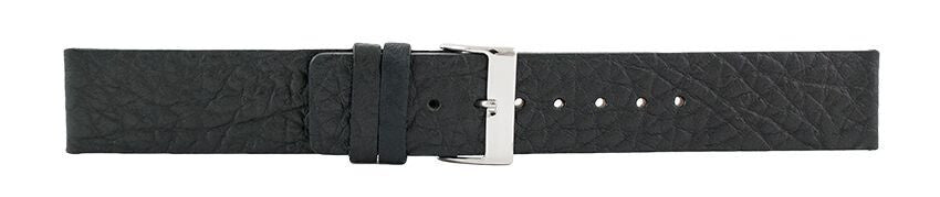Black Straight Edge Leather Watch Band 20mm 106087