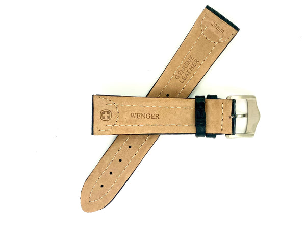 Wenger 20mm Black Leather Watch Band