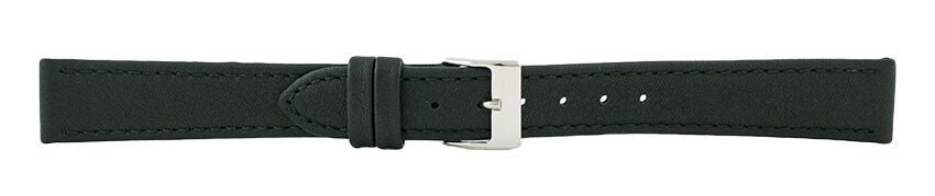 Black Flat Stitch Leather Watch Band 16mm 111942