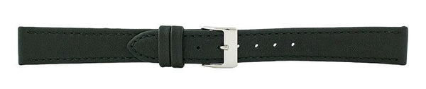 Black Flat Stitch Leather Watch Band 16mm 111942