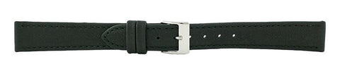 Black Flat Stitch Leather Watch Band 16mm 111942