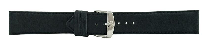 Black Flat Stitch Leather Watch Band 20mm 173620