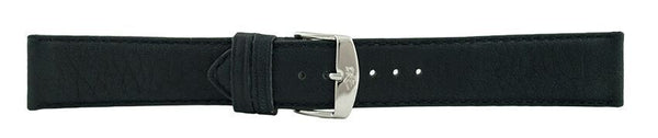 Black Flat Stitch Leather Watch Band 20mm 173620