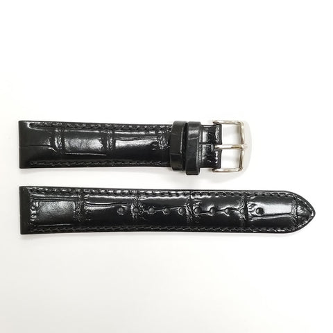 Genuine Leather Alligator Grain Strap 20mm Black