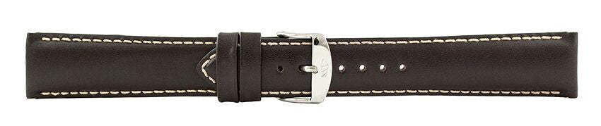 Dark Brown Contrast Stitch Padded Leather Watch Band 20mm 105789