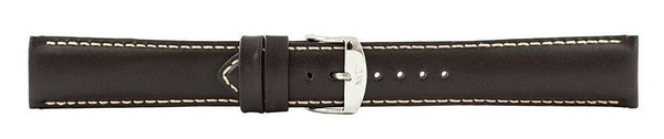 Dark Brown Contrast Stitch Padded Leather Watch Band 20mm 105789