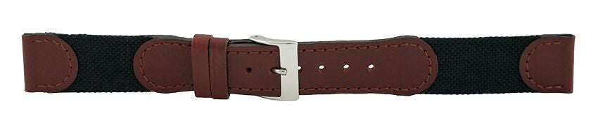 Dark Brown Swiss Army Canvas Leather Watch Band 20mm 105816