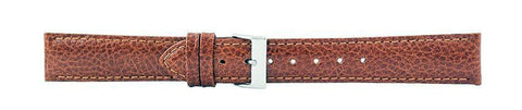 Light Brown Padded Stitch Leather Watch Band 18mm 110895