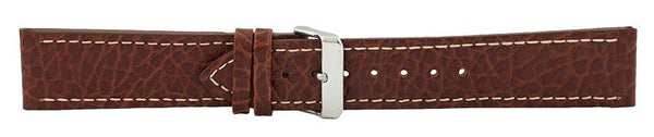 Dark Brown Contrast Stitch Heavy Grain Leather Watch Band 22mm 173625