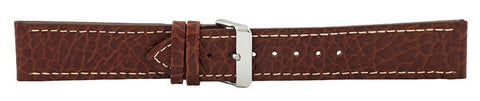Dark Brown Contrast Stitch Heavy Grain Leather Watch Band 22mm 173625