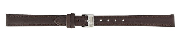 Dark Brown Padded Stitch Leather Watch Band 12mm (Long) 110900