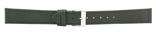 Black Flat Stitch Leather Watch Band 18mm 111915