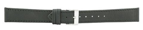 Black Flat Stitch Leather Watch Band 18mm 111915