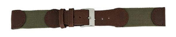 Green Swiss Army Canvas Leather Watch Band 20mm 116019
