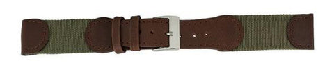 Green Swiss Army Canvas Leather Watch Band 20mm 116019