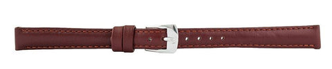 Light Brown Padded Stitch Leather Watch Band 12mm 110889